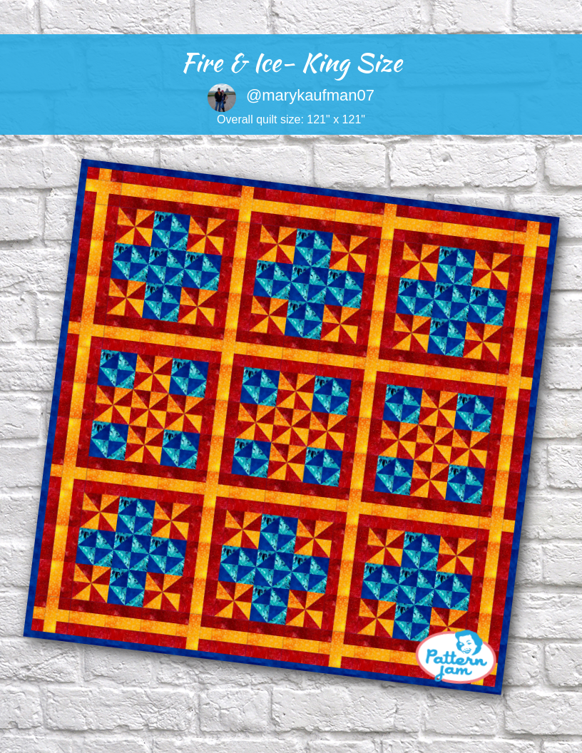 Fire & Ice- King Size - custom quilt designed by &#64;marykaufman07 using PatternJam quilt design software