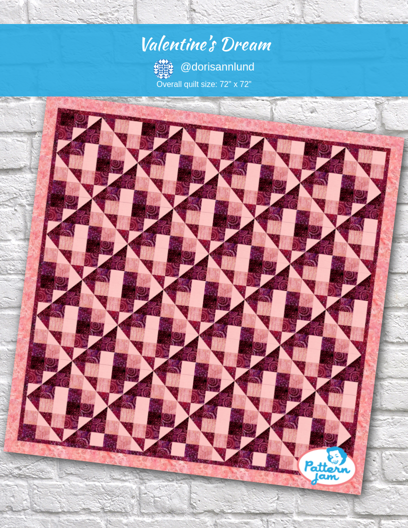 Valentine’s dream - custom quilt designed by &#64;dorisannlund using PatternJam quilt design software