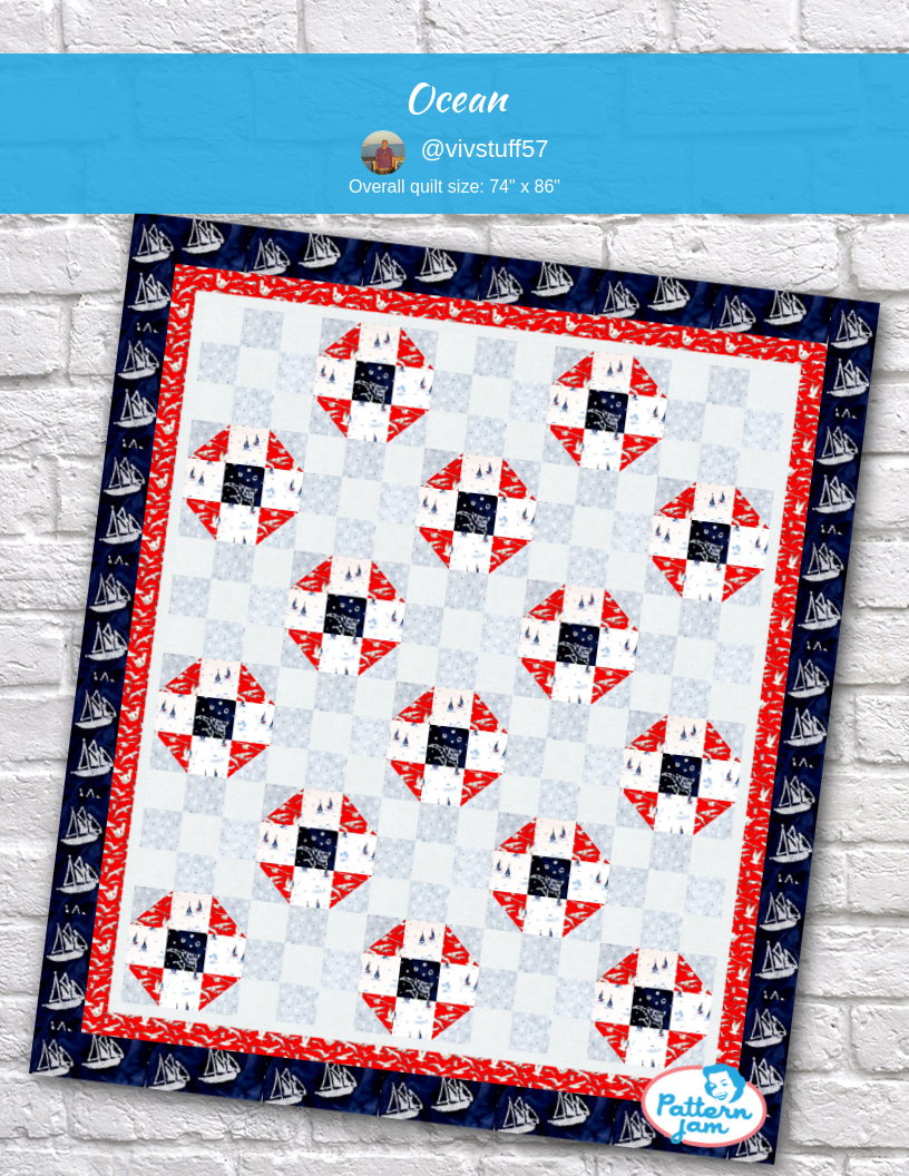 ocean - custom quilt designed by &#64;vivstuff57 using PatternJam quilt design software