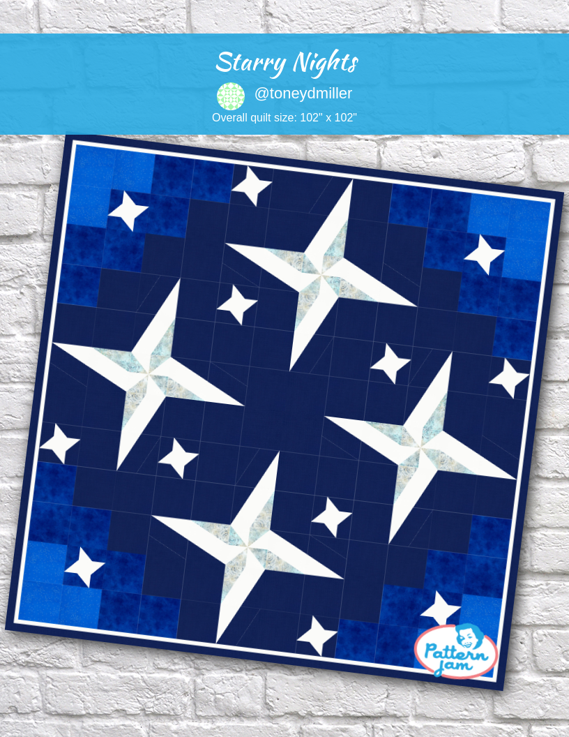 Starry Nights - custom quilt designed by &#64;toneydmiller using PatternJam quilt design software