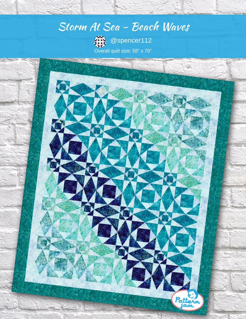 storm at sea - beach waves - custom quilt designed by &#64;spencer112 using PatternJam quilt design software