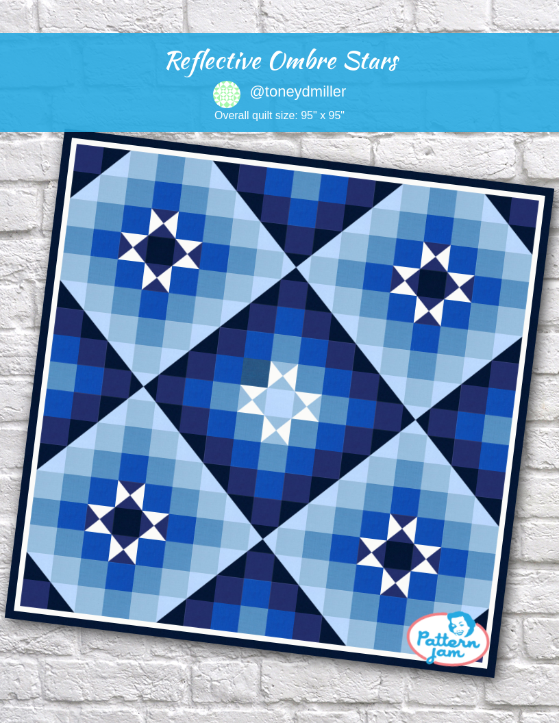 Reflective Ombre Stars - custom quilt designed by &#64;toneydmiller using PatternJam quilt design software