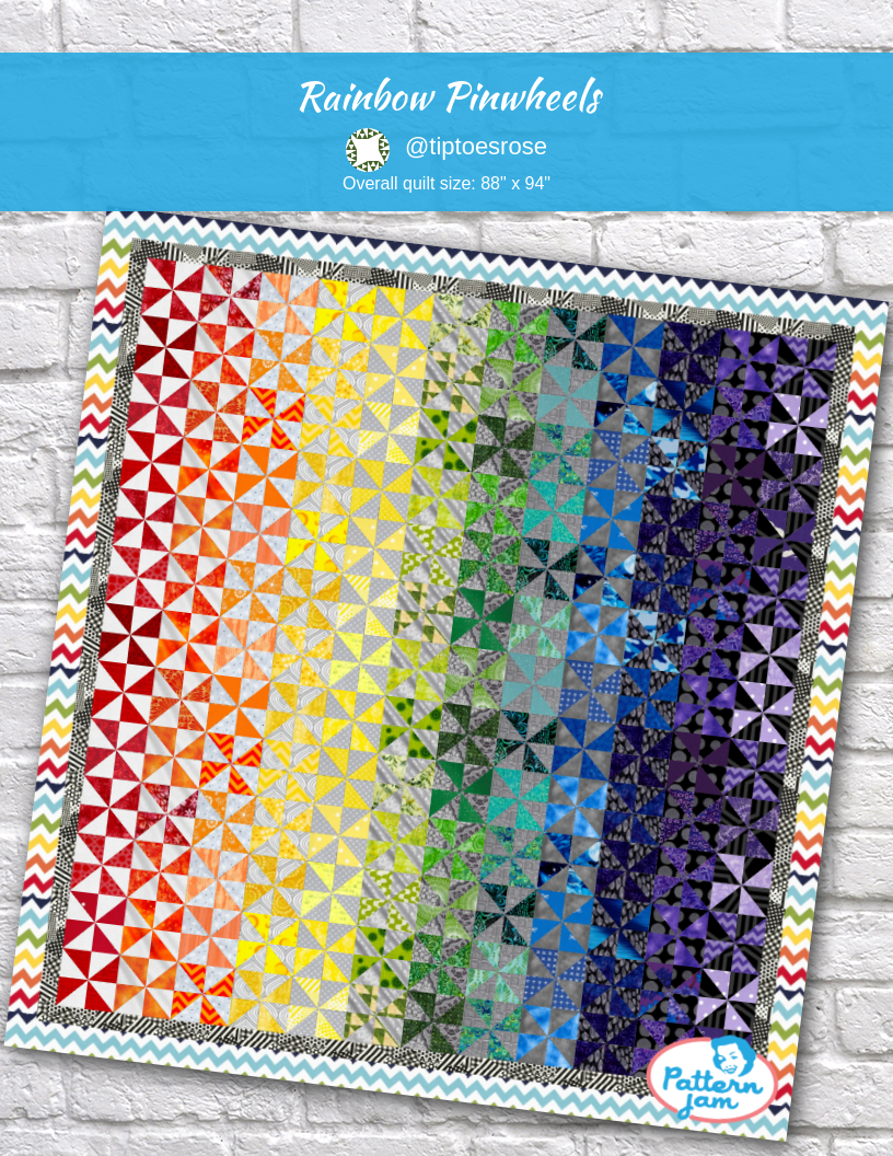 Rainbow Pinwheels - custom quilt designed by &#64;tiptoesrose using PatternJam quilt design software