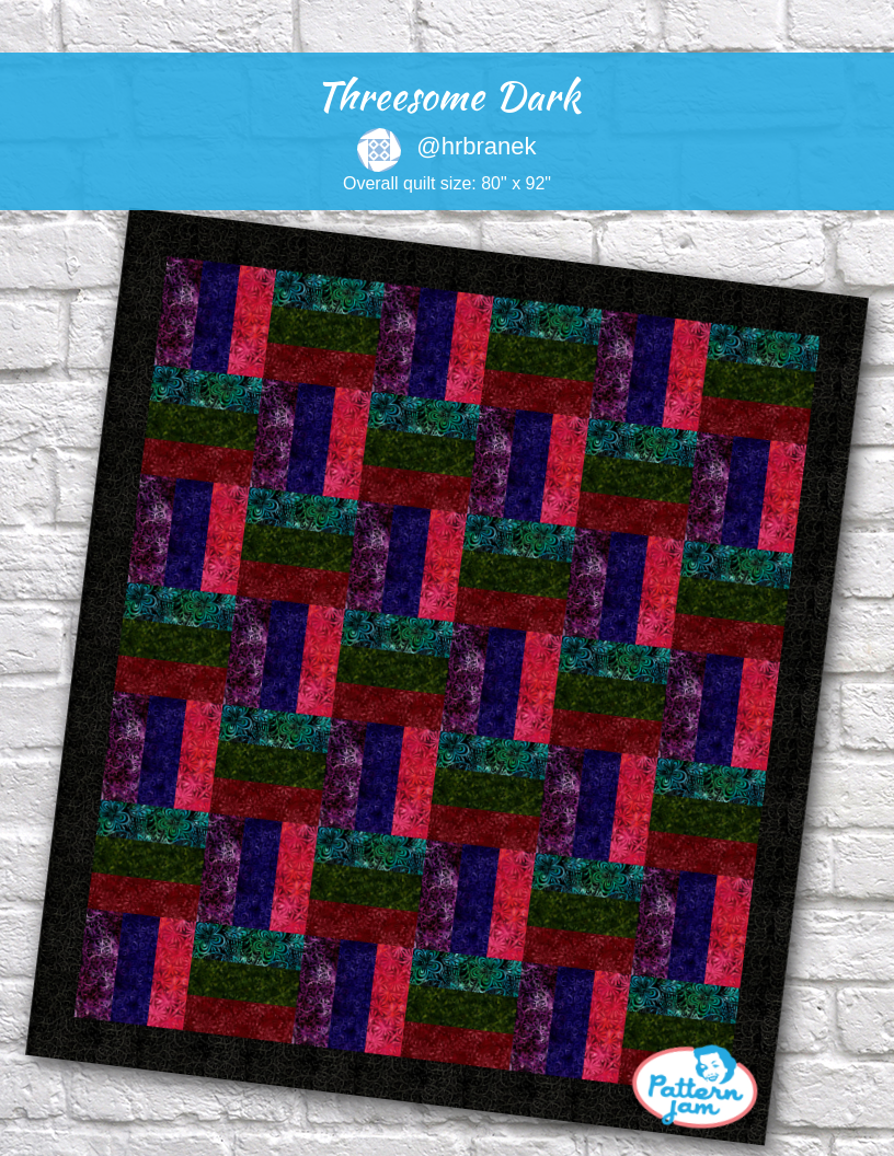 Threesome Dark - custom quilt designed by &#64;hrbranek using PatternJam quilt design software