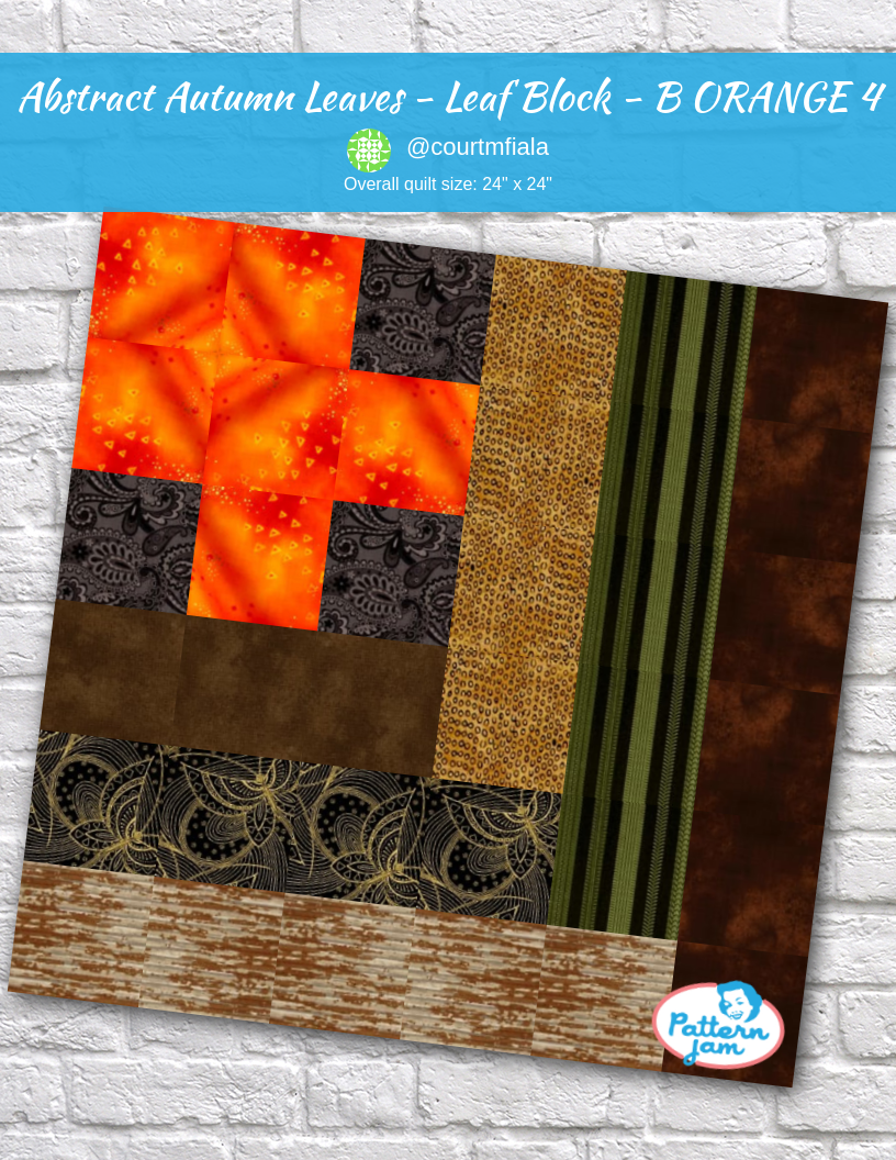 Abstract autumn leaves - leaf block - B ORANGE 4 - custom quilt designed by &#64;courtmfiala using PatternJam quilt design software