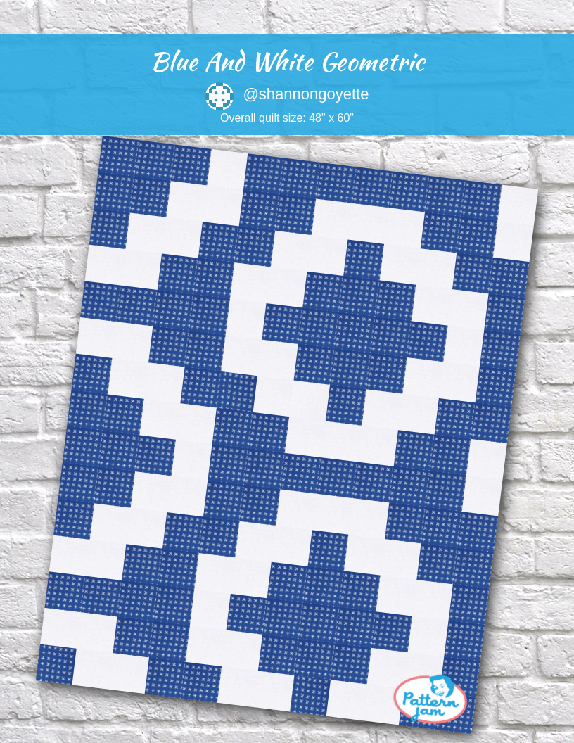 blue and white geometric - custom quilt designed by &#64;shannongoyette using PatternJam quilt design software