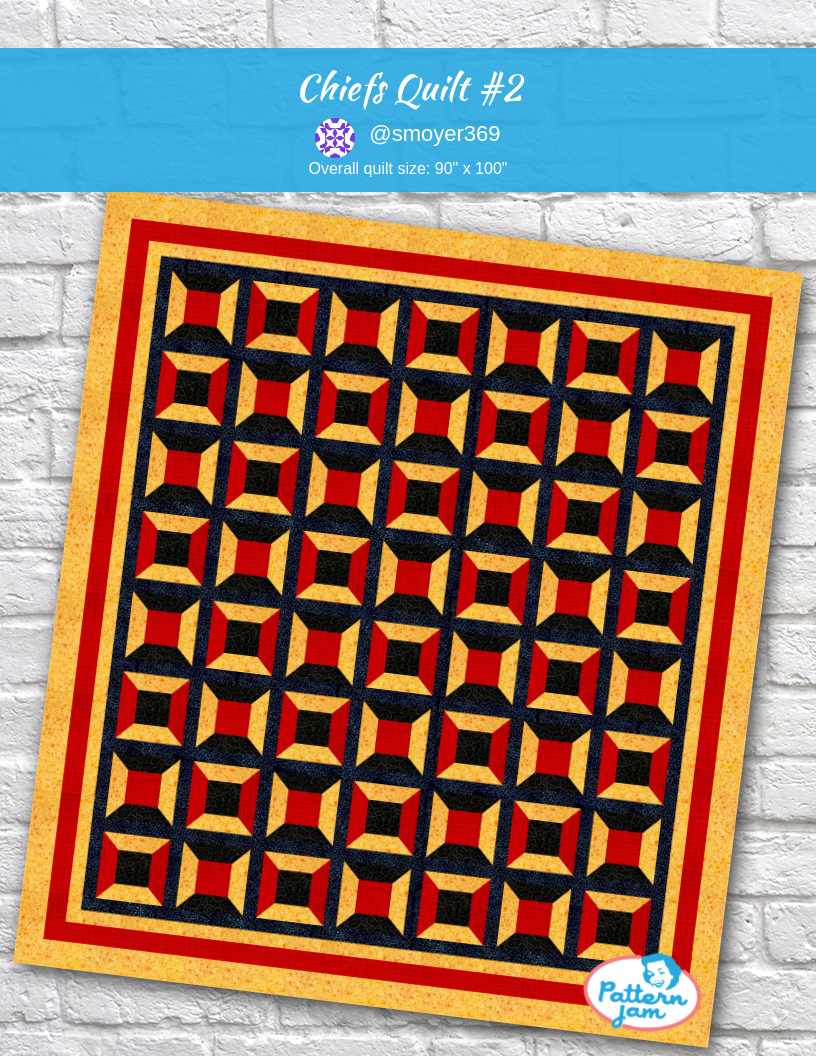 Chiefs Quilt #2 - custom quilt designed by &#64;smoyer369 using PatternJam quilt design software