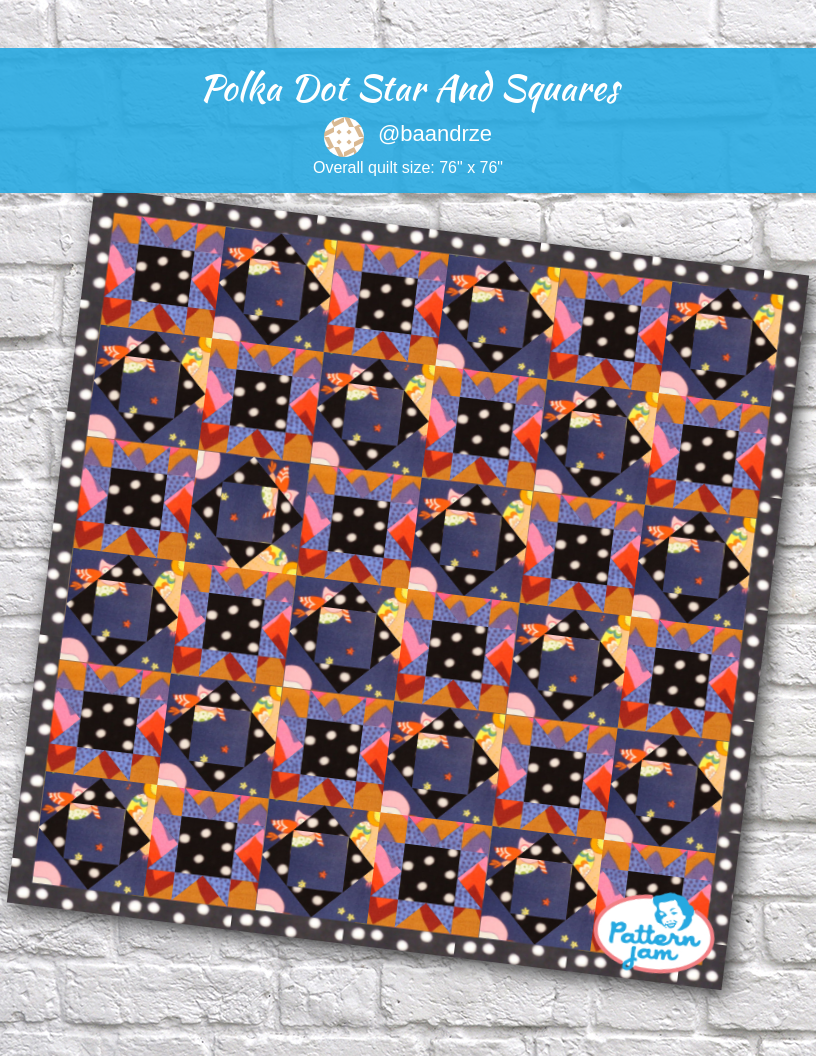 Polka Dot Star and Squares - custom quilt designed by &#64;baandrze using PatternJam quilt design software