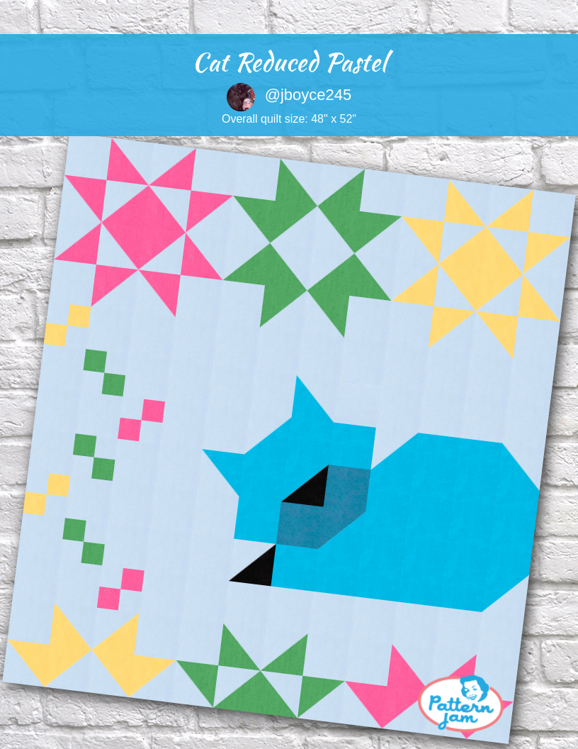Cat reduced pastel - custom quilt designed by &#64;jboyce245 using PatternJam quilt design software
