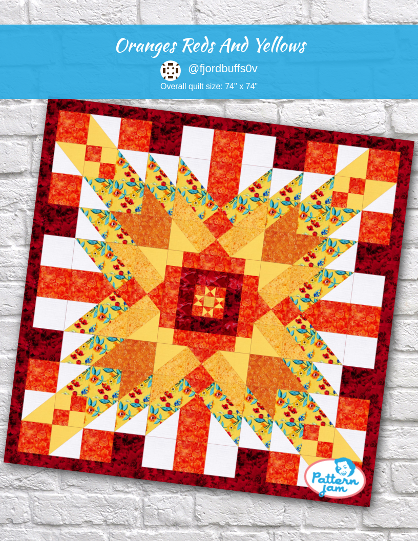 Oranges reds and yellows - custom quilt designed by &#64;fjordbuffs0v using PatternJam quilt design software