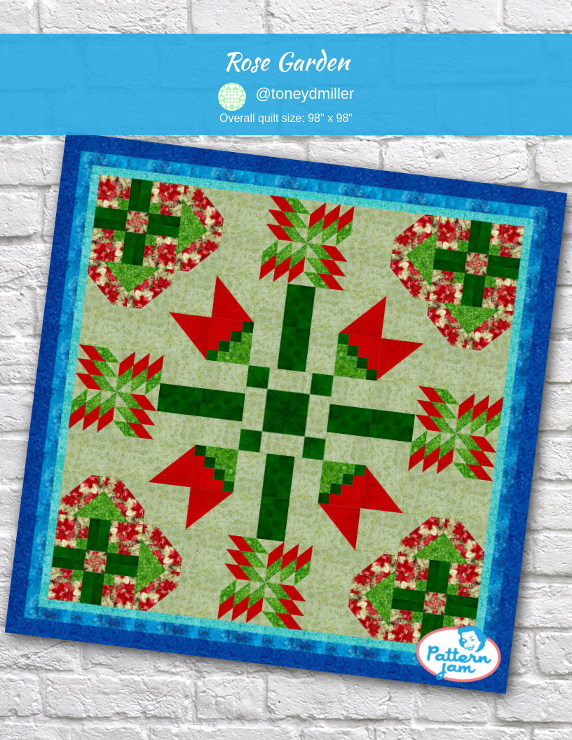 Rose Garden - custom quilt designed by &#64;toneydmiller using PatternJam quilt design software