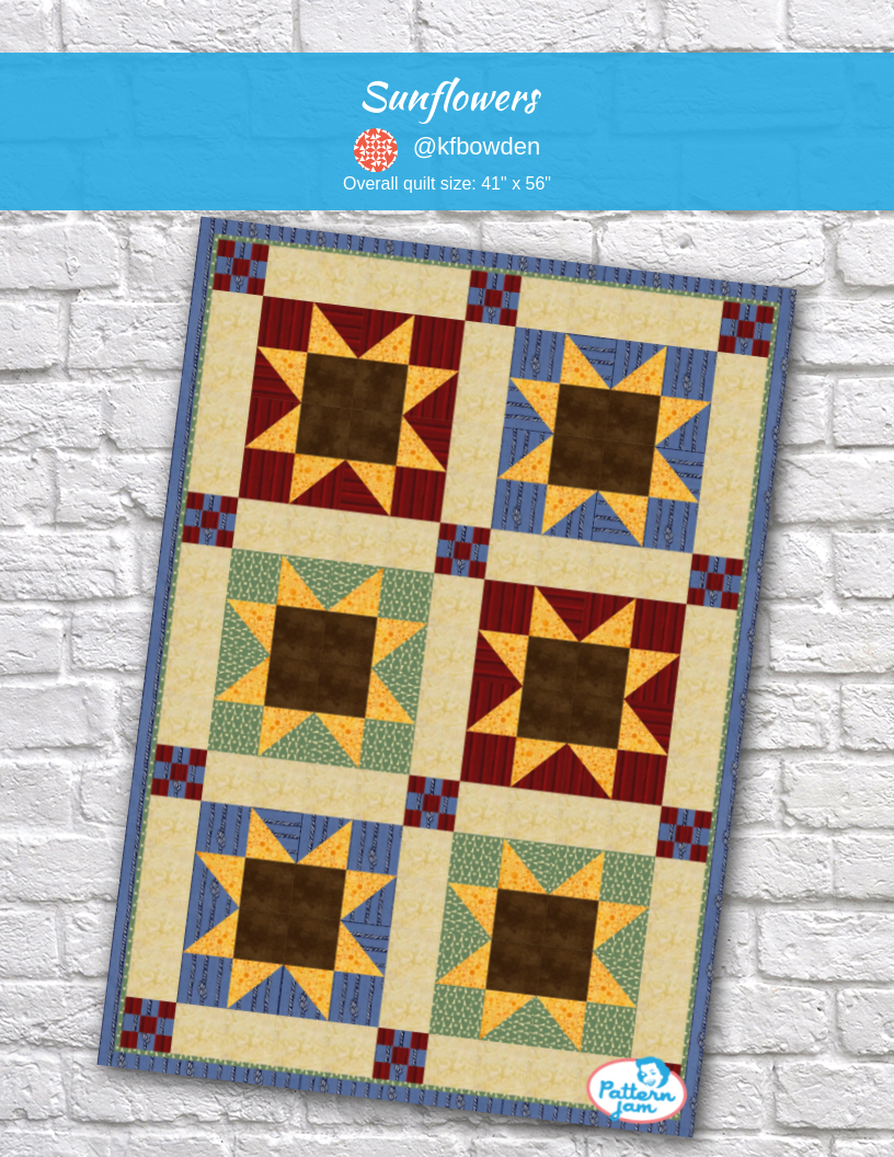 Sunflowers - custom quilt designed by &#64;kfbowden using PatternJam quilt design software