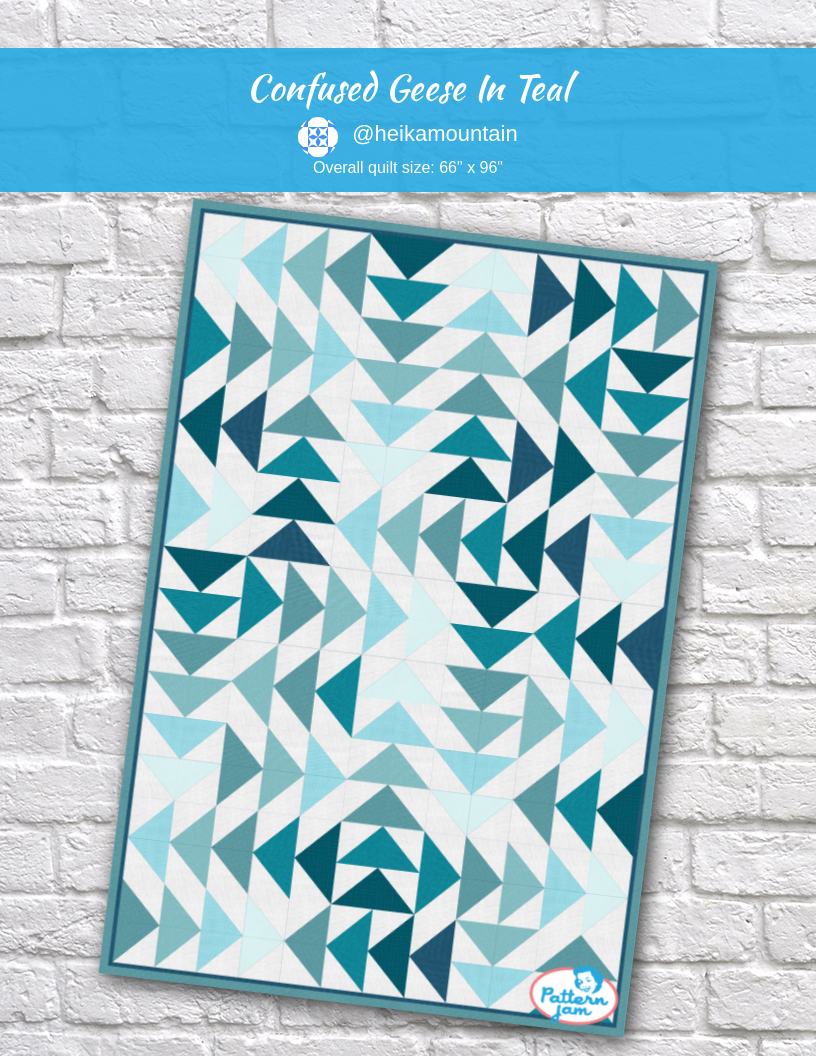 Confused Geese in Teal - custom quilt designed by &#64;heikamountain using PatternJam quilt design software