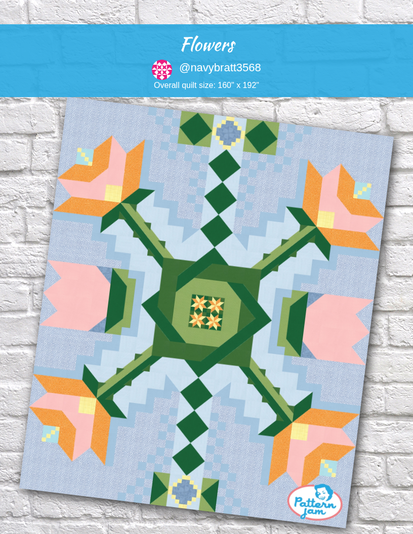 Flowers - custom quilt designed by @navybratt3568 using PatternJam quilt design software