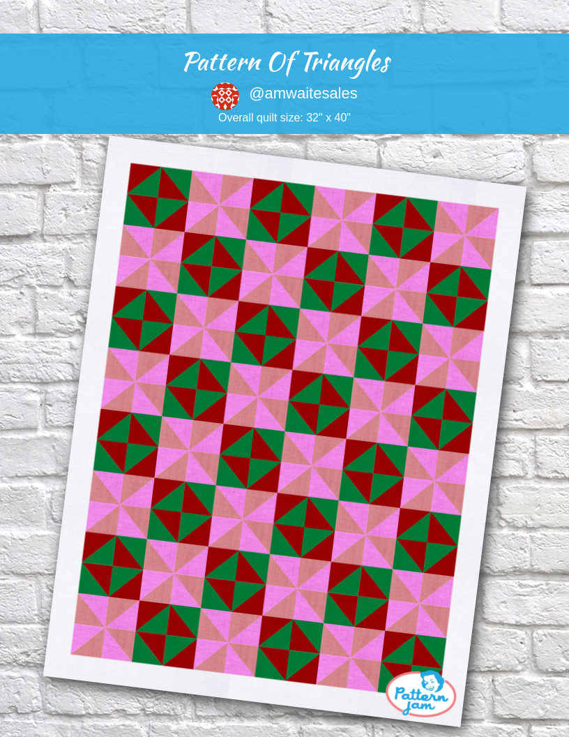 Pattern of triangles - custom quilt designed by &#64;amwaitesales using PatternJam quilt design software