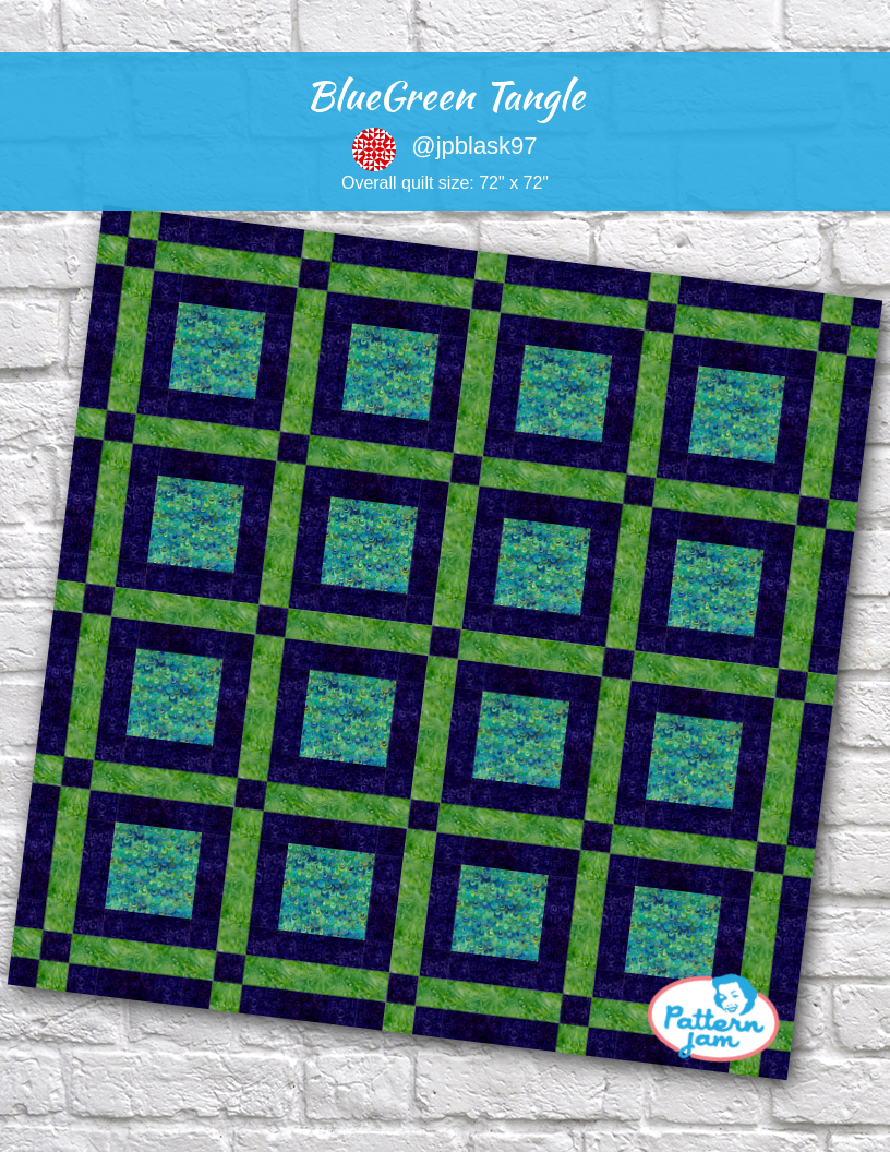 BlueGreen Tangle - custom quilt designed by &#64;jpblask97 using PatternJam quilt design software