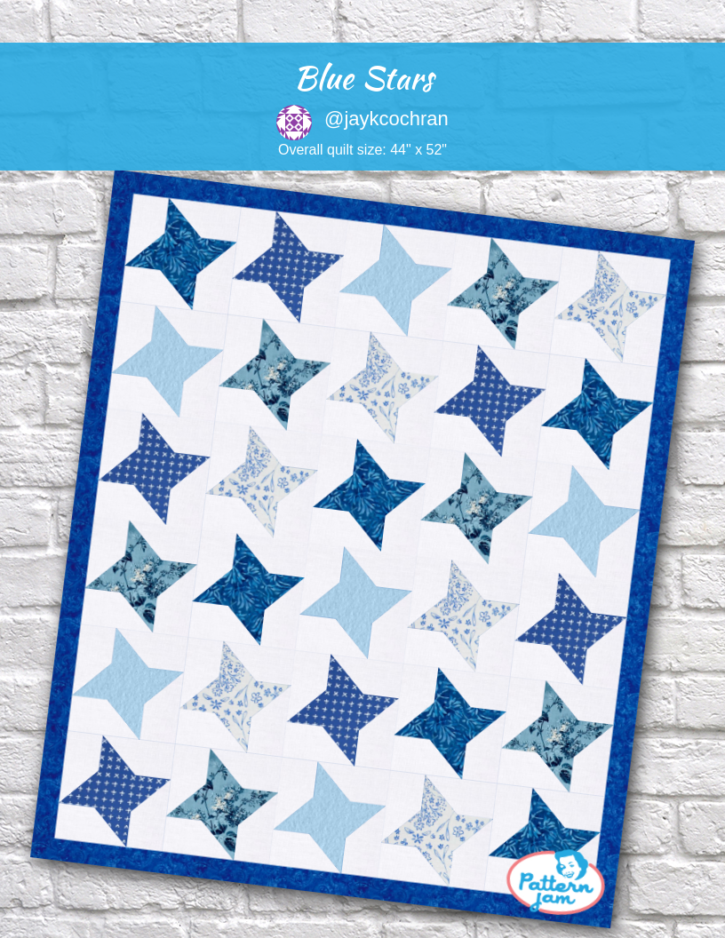 Blue Stars - custom quilt designed by &#64;jaykcochran using PatternJam quilt design software