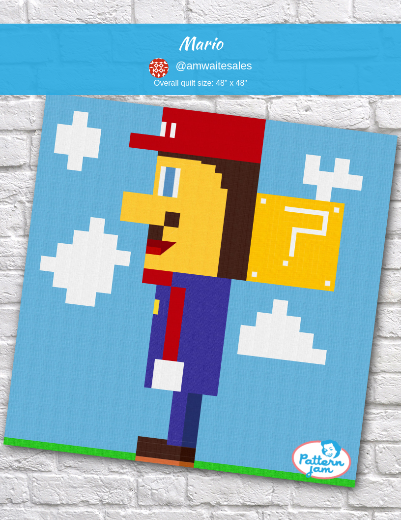 Mario - custom quilt designed by &#64;amwaitesales using PatternJam quilt design software