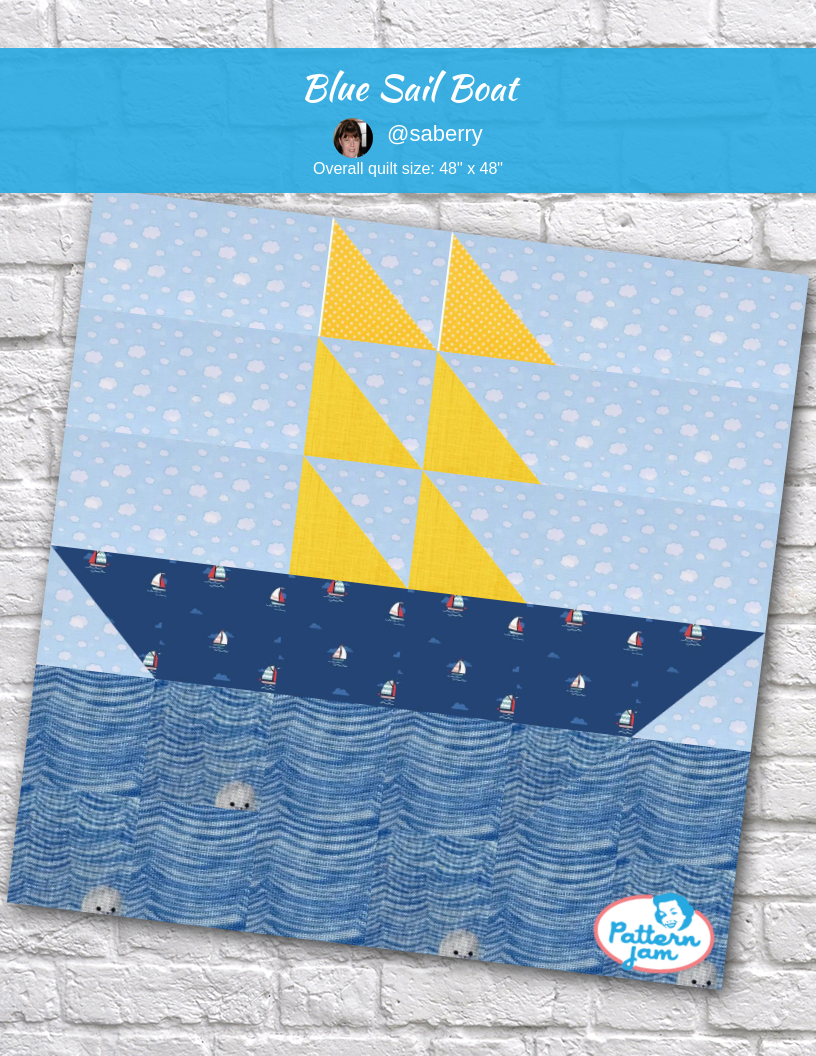 Blue sail boat - custom quilt designed by &#64;saberry using PatternJam quilt design software