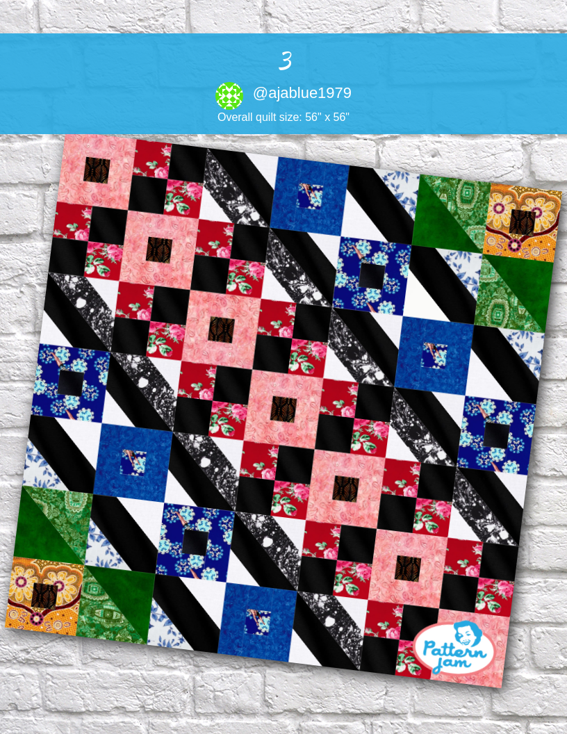 3 - custom quilt designed by &#64;ajablue1979 using PatternJam quilt design software