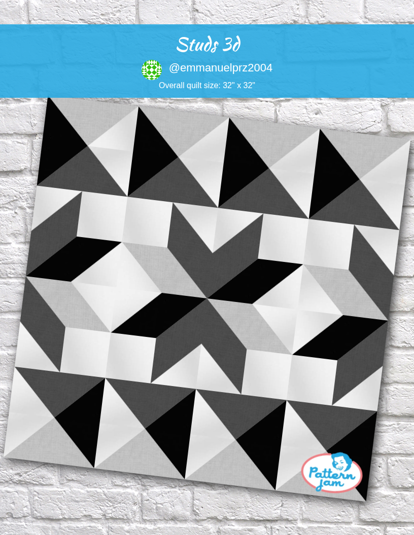 studs 3d - custom quilt designed by @emmanuelprz2004 using PatternJam quilt design software