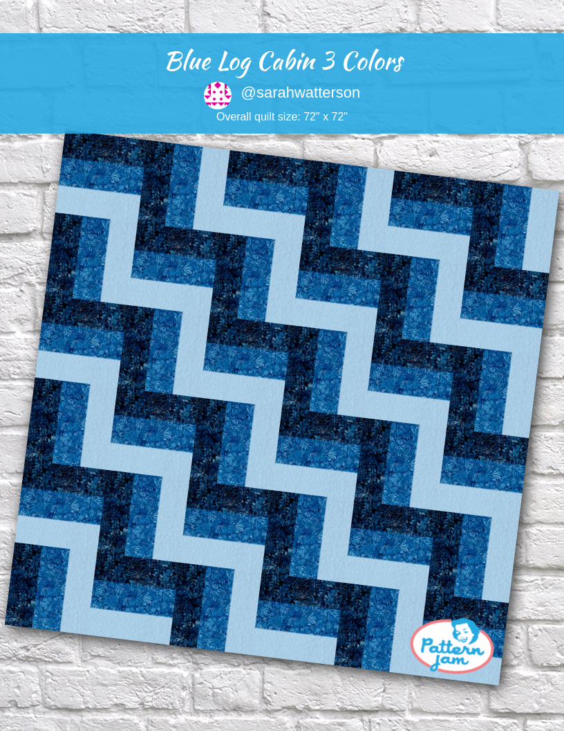Blue Log Cabin 3 Colors - custom quilt designed by &#64;sarahwatterson using PatternJam quilt design software