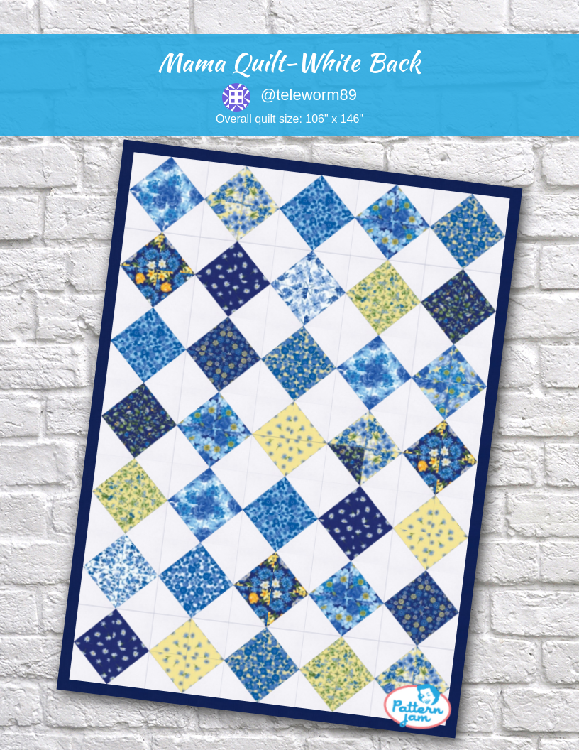 mama quilt-white back - custom quilt designed by &#64;teleworm89 using PatternJam quilt design software