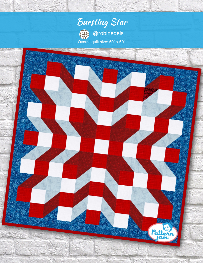 Bursting Star - custom quilt designed by &#64;robinedels using PatternJam quilt design software