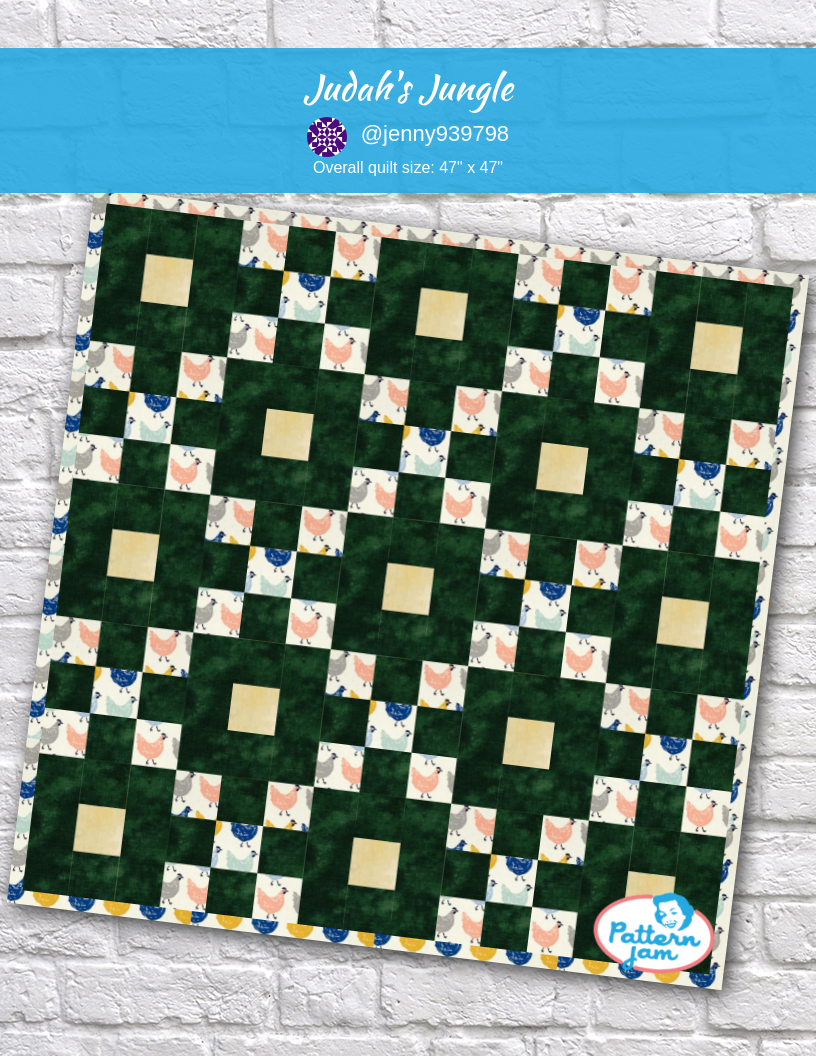 Judah's Jungle - custom quilt designed by &#64;jenny939798 using PatternJam quilt design software