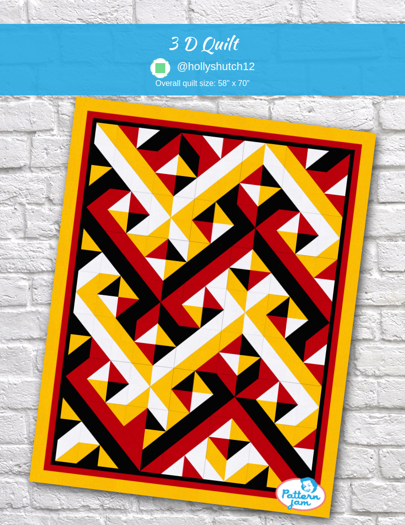 3 D Quilt - custom quilt designed by &#64;hollyshutch12 using PatternJam quilt design software