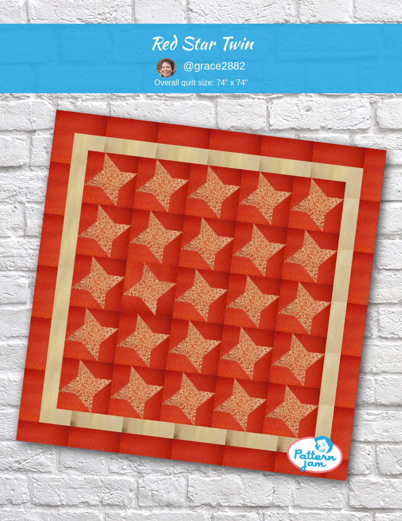 red star twin - custom quilt designed by &#64;grace2882 using PatternJam quilt design software