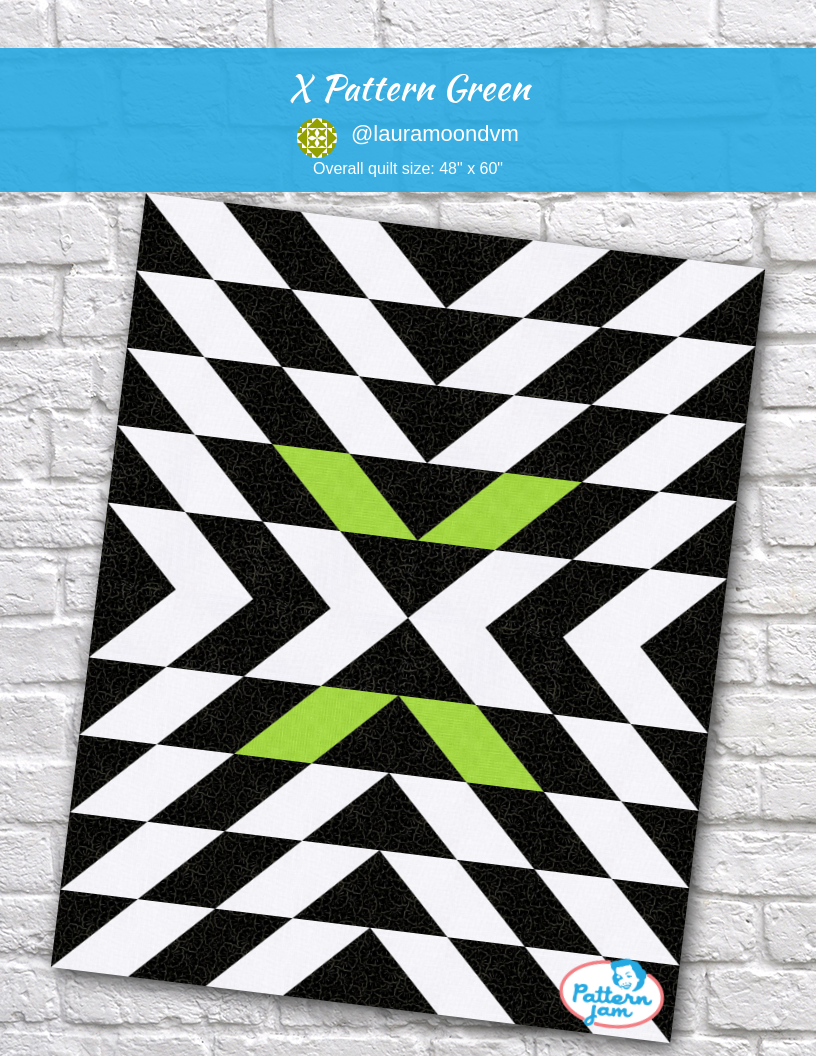 x pattern green - custom quilt designed by &#64;lauramoondvm using PatternJam quilt design software