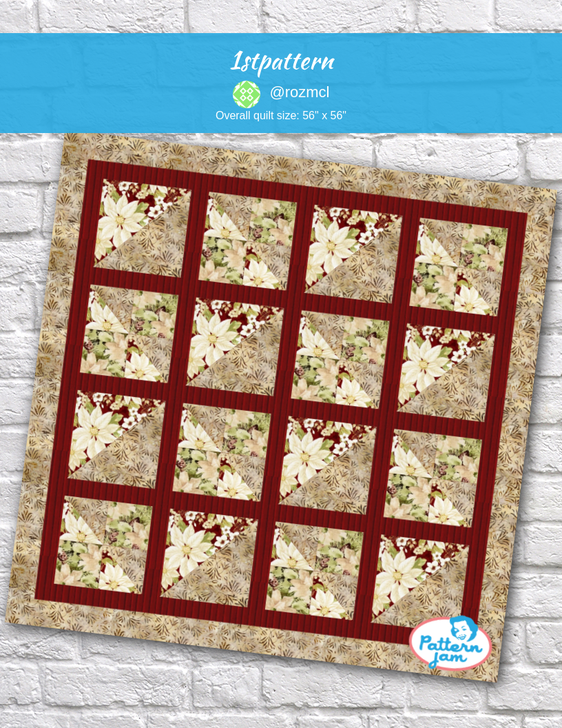 1stpattern - custom quilt designed by &#64;rozmcl using PatternJam quilt design software