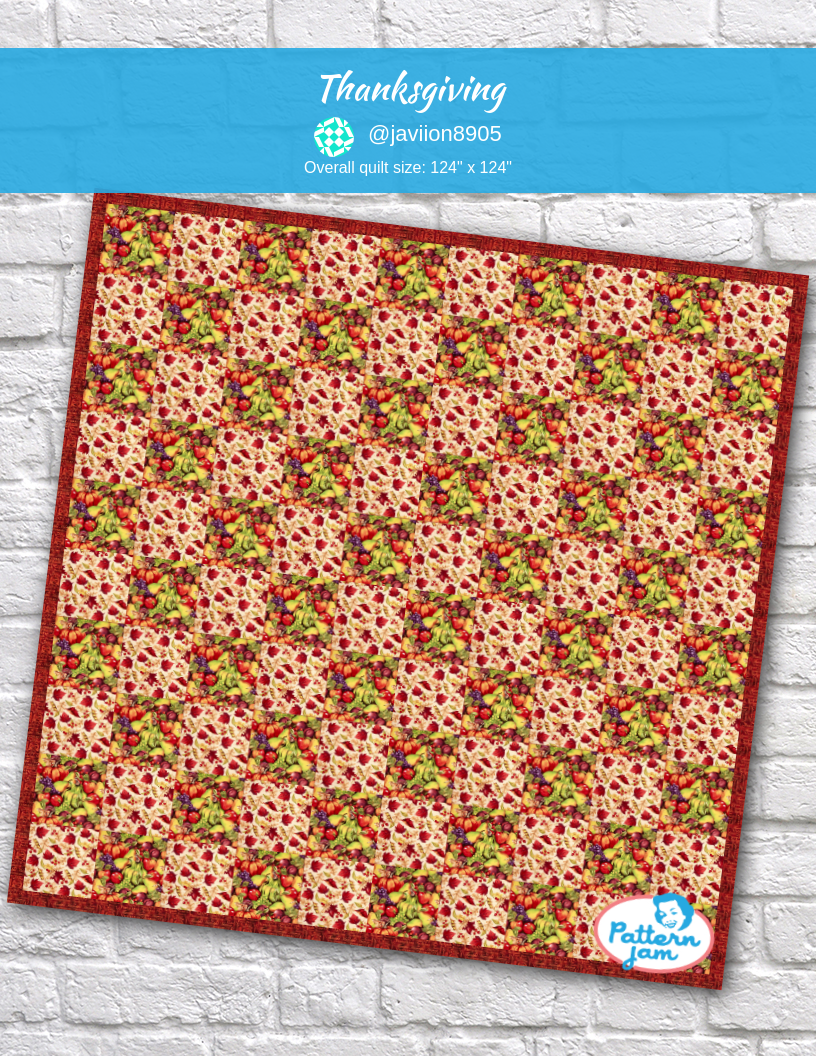 Thanksgiving - custom quilt designed by &#64;javiion8905 using PatternJam quilt design software