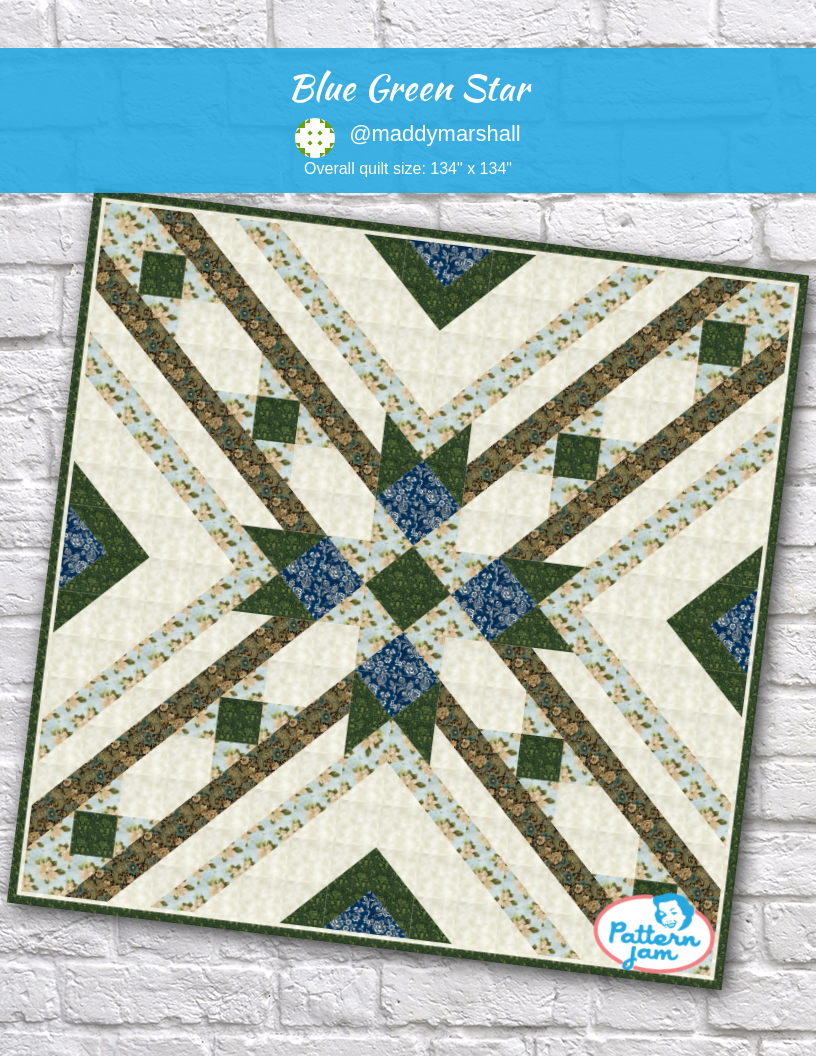 blue green star - custom quilt designed by &#64;maddymarshall using PatternJam quilt design software