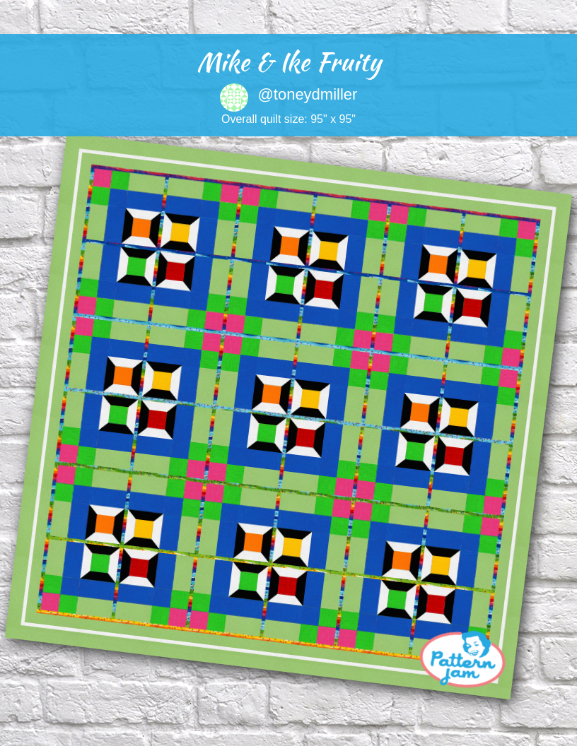 Mike & Ike Fruity - custom quilt designed by &#64;toneydmiller using PatternJam quilt design software