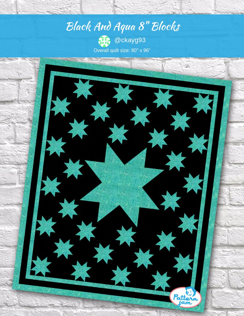 Black and Aqua 8" Blocks - custom quilt designed by &#64;ckayg93 using PatternJam quilt design software