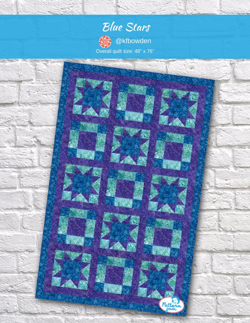 Blue Stars - custom quilt designed by &#64;kfbowden using PatternJam quilt design software
