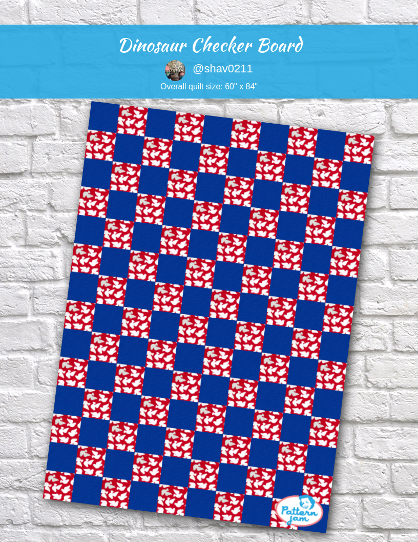 Dinosaur checker board - custom quilt designed by &#64;shav0211 using PatternJam quilt design software