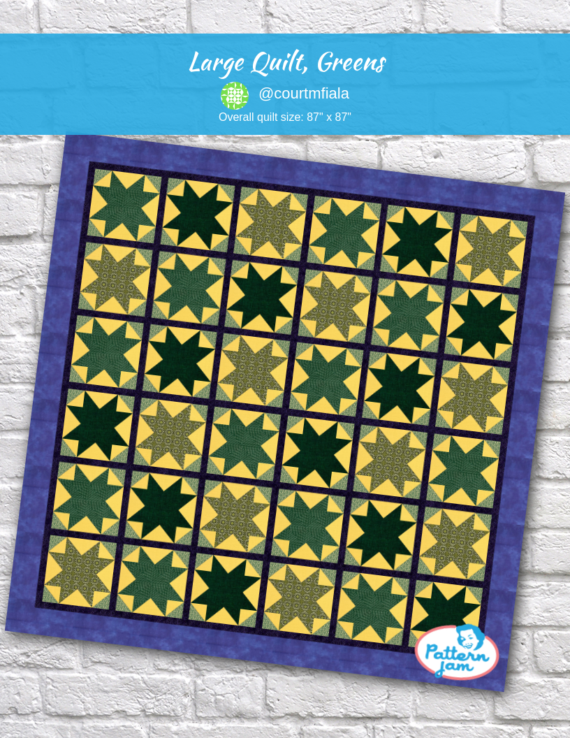 Large quilt, greens - custom quilt designed by &#64;courtmfiala using PatternJam quilt design software
