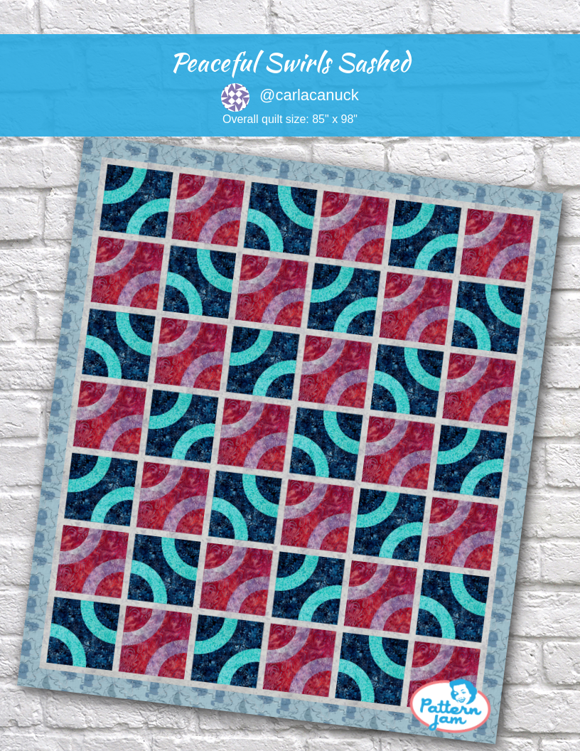 Peaceful Swirls Sashed - custom quilt designed by &#64;carlacanuck using PatternJam quilt design software