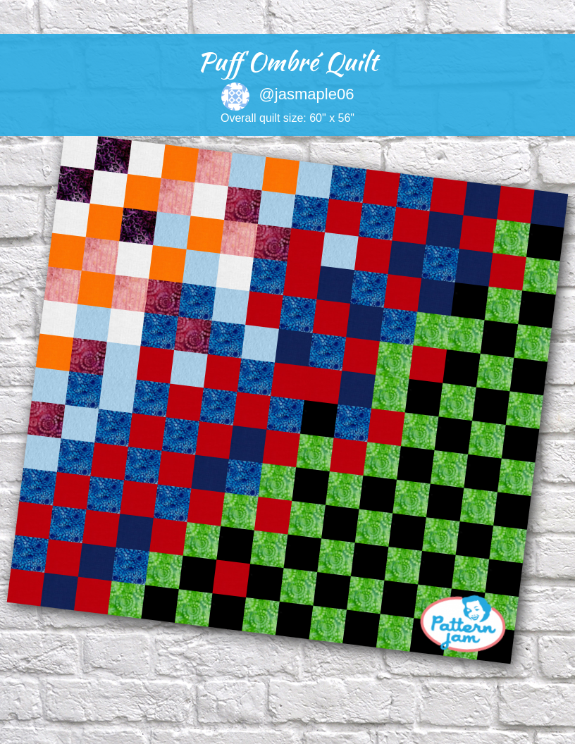 Puff ombré quilt - custom quilt designed by &#64;jasmaple06 using PatternJam quilt design software