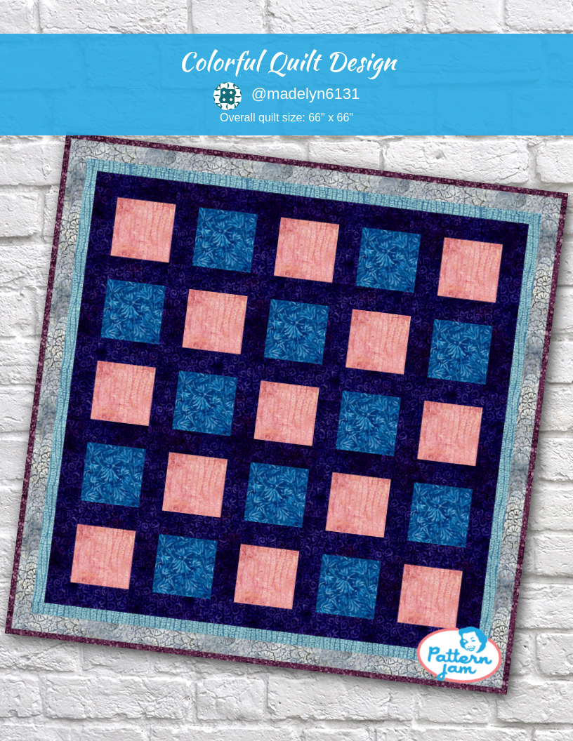 Colorful quilt design - custom quilt designed by &#64;madelyn6131 using PatternJam quilt design software