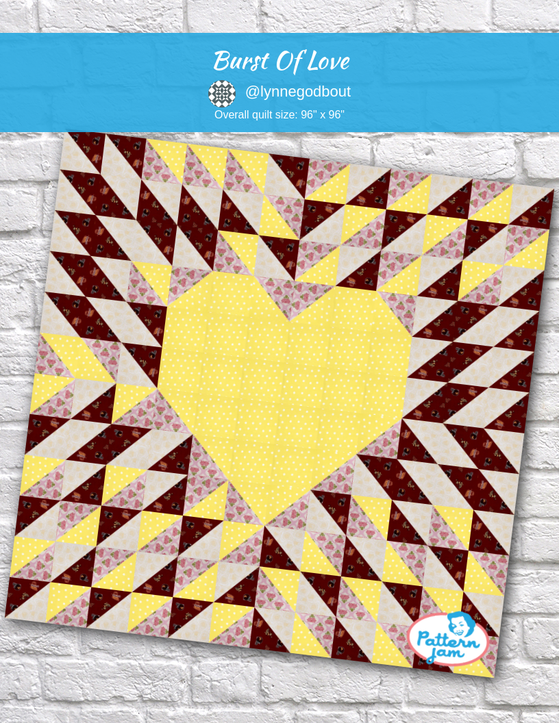 Burst of Love - custom quilt designed by &#64;lynnegodbout using PatternJam quilt design software