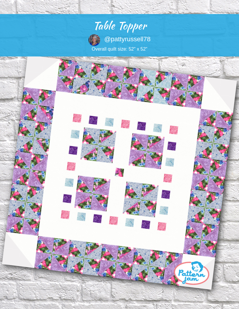 Table topper - custom quilt designed by &#64;pattyrussell78 using PatternJam quilt design software