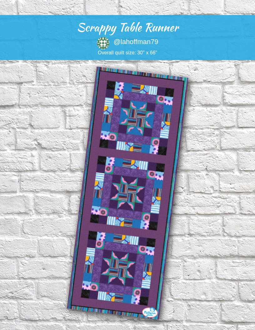 Scrappy Table Runner - custom quilt designed by @lahoffman79 using PatternJam quilt design software
