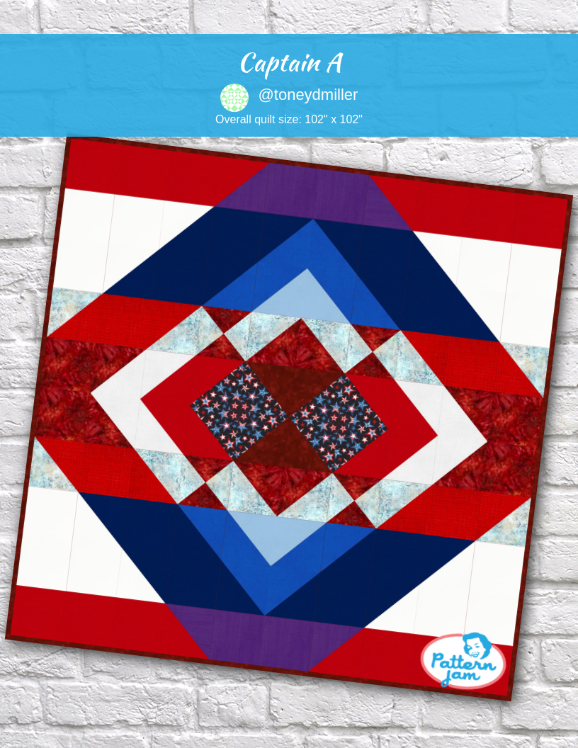 Captain A - custom quilt designed by &#64;toneydmiller using PatternJam quilt design software
