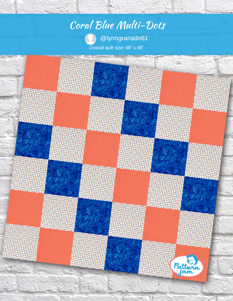 Coral Blue Multi-Dots - custom quilt designed by &#64;lynngranado61 using PatternJam quilt design software