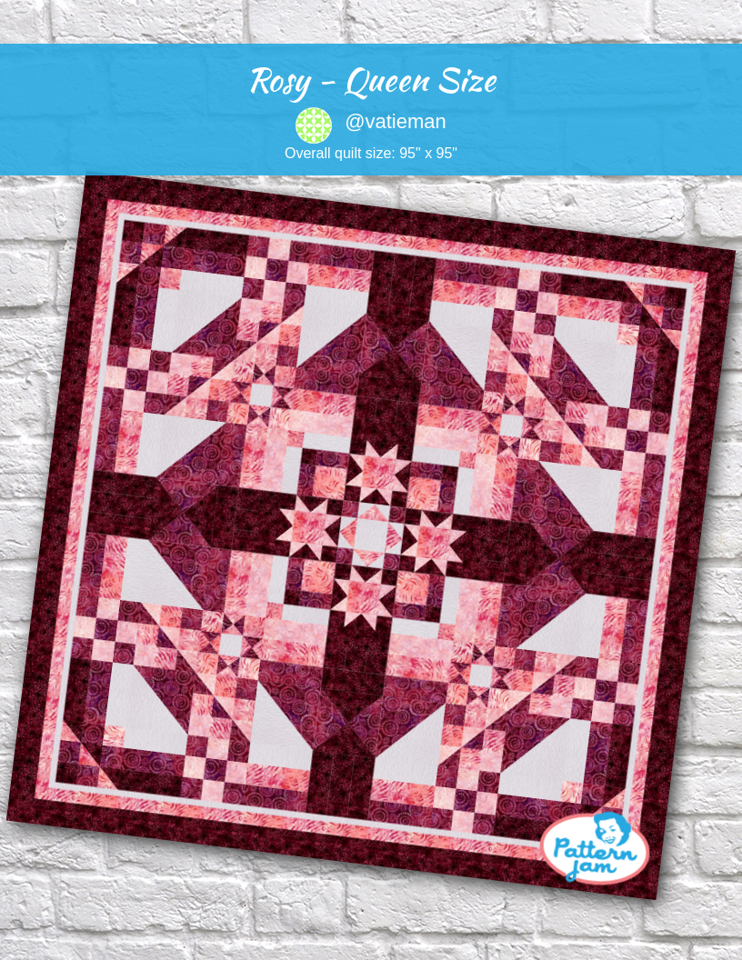 Rosy - Queen Size - custom quilt designed by &#64;vatieman using PatternJam quilt design software