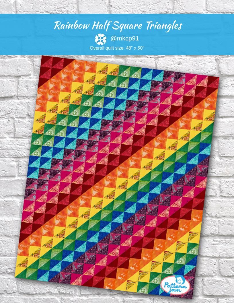 Rainbow Half Square Triangles - custom quilt designed by &#64;mkcp91 using PatternJam quilt design software